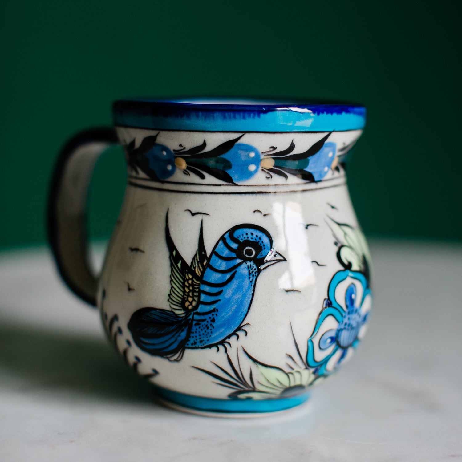 Fair Trade Handmade Guatemalan Hand Painted Wild Bird Coffee Mug