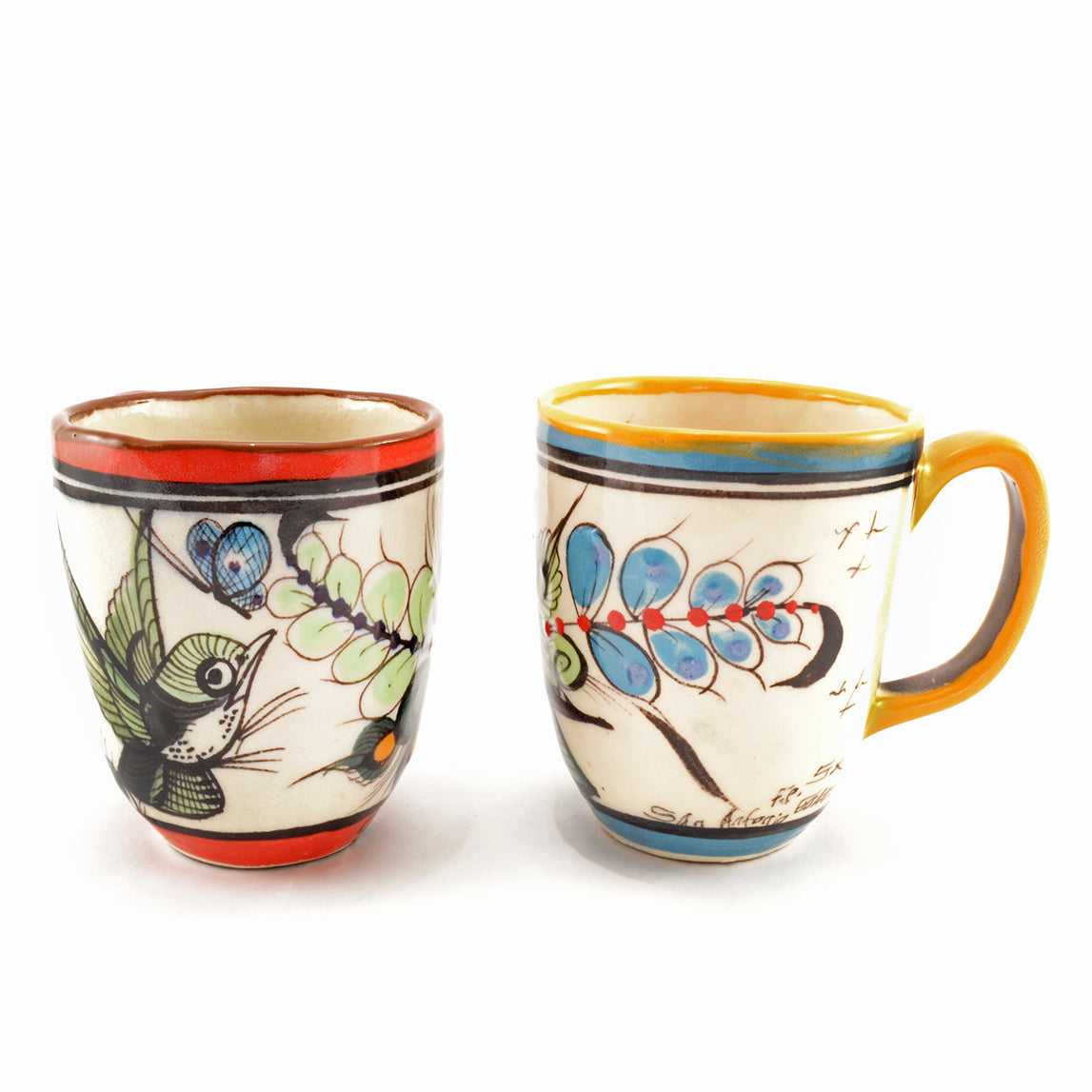 Fair Trade Handmade Guatemalan Hand Pained Wild Bird Coffee Cup