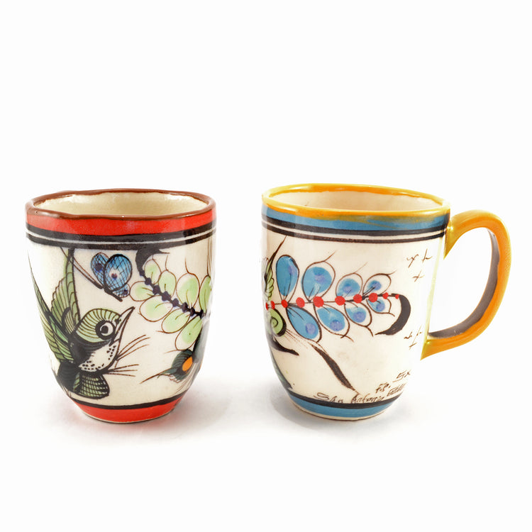 Fair Trade Handmade Guatemalan Hand Pained Wild Bird Coffee Cup