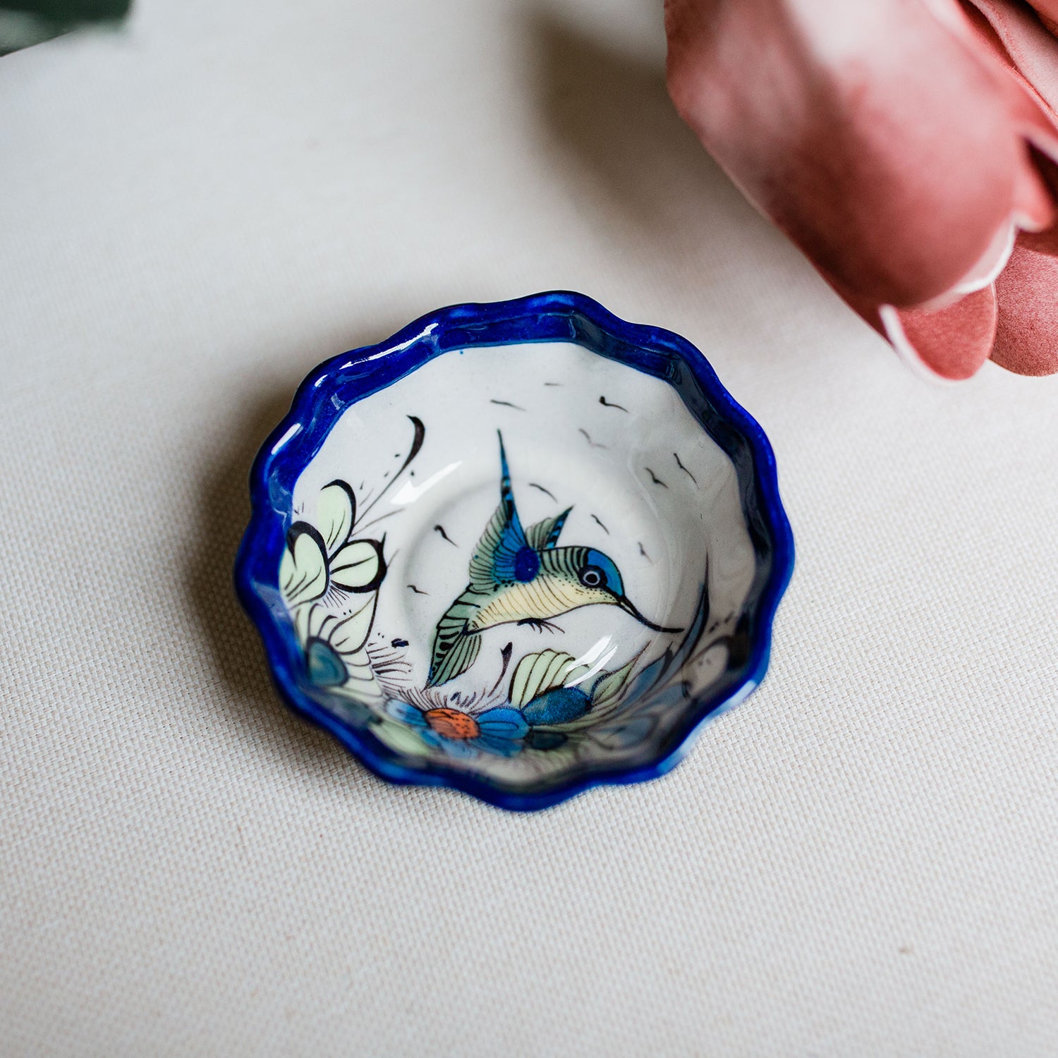 fair trade handmade kitchen accessories gifts for the home shower wedding gift wild bird hand painted jewelry tray earring holder tapas dish wild bird ceramics ethically made