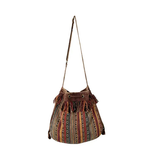 Striped Tibetan Cotton Drawstring Sling