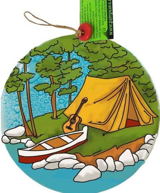 Camping Tent Recycled Glass Ornament