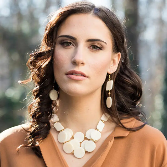 Modern White Bib Necklace
