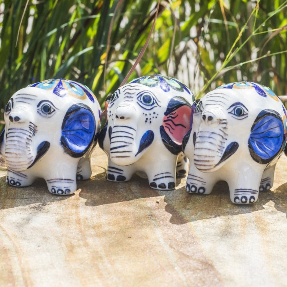Lucia's World Emporium Fair Trade Handmade Guatemalan Ceramic Elephant Salt and Pepper Shakers