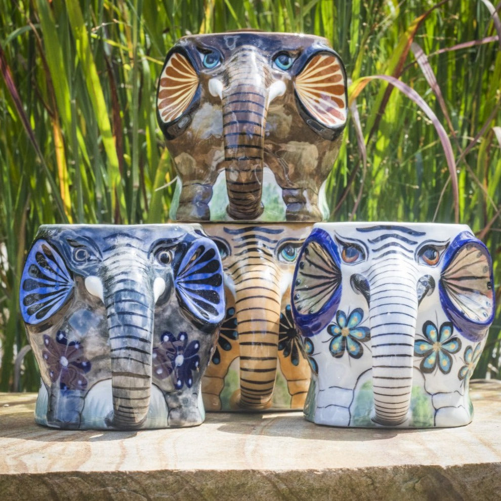 Lucia's World Emporium Fair Trade Handmade Guatemalan Painted Ceramic Elephant Mug