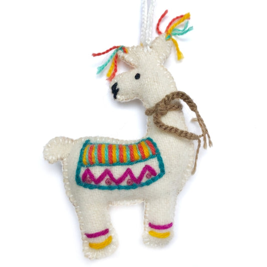 Colorful Llama Embroidered Ornament