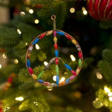 Peace Sign Beaded Ornament