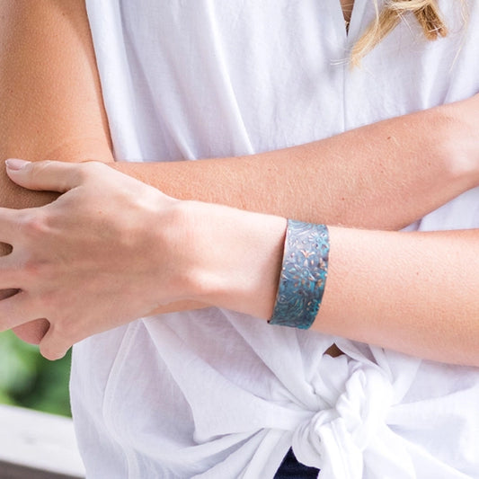 Teal Sun Copper Patina Cuff