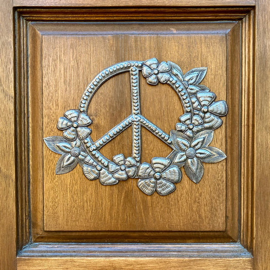 Peace and Flowers Haitian Metal Wall Art