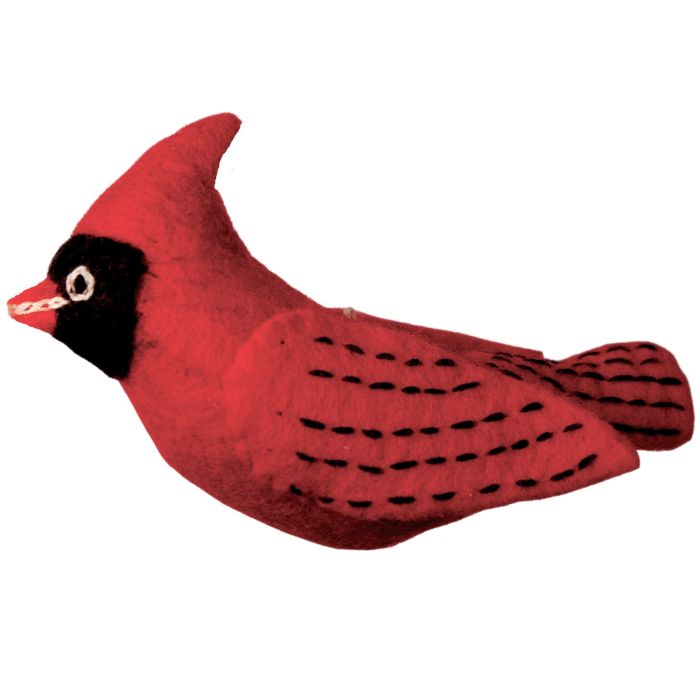 Cardinal Woolie Bird Ornament