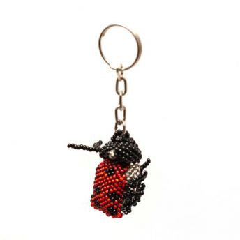 Hand-beaded lady bug key chain handmade in guatemala
