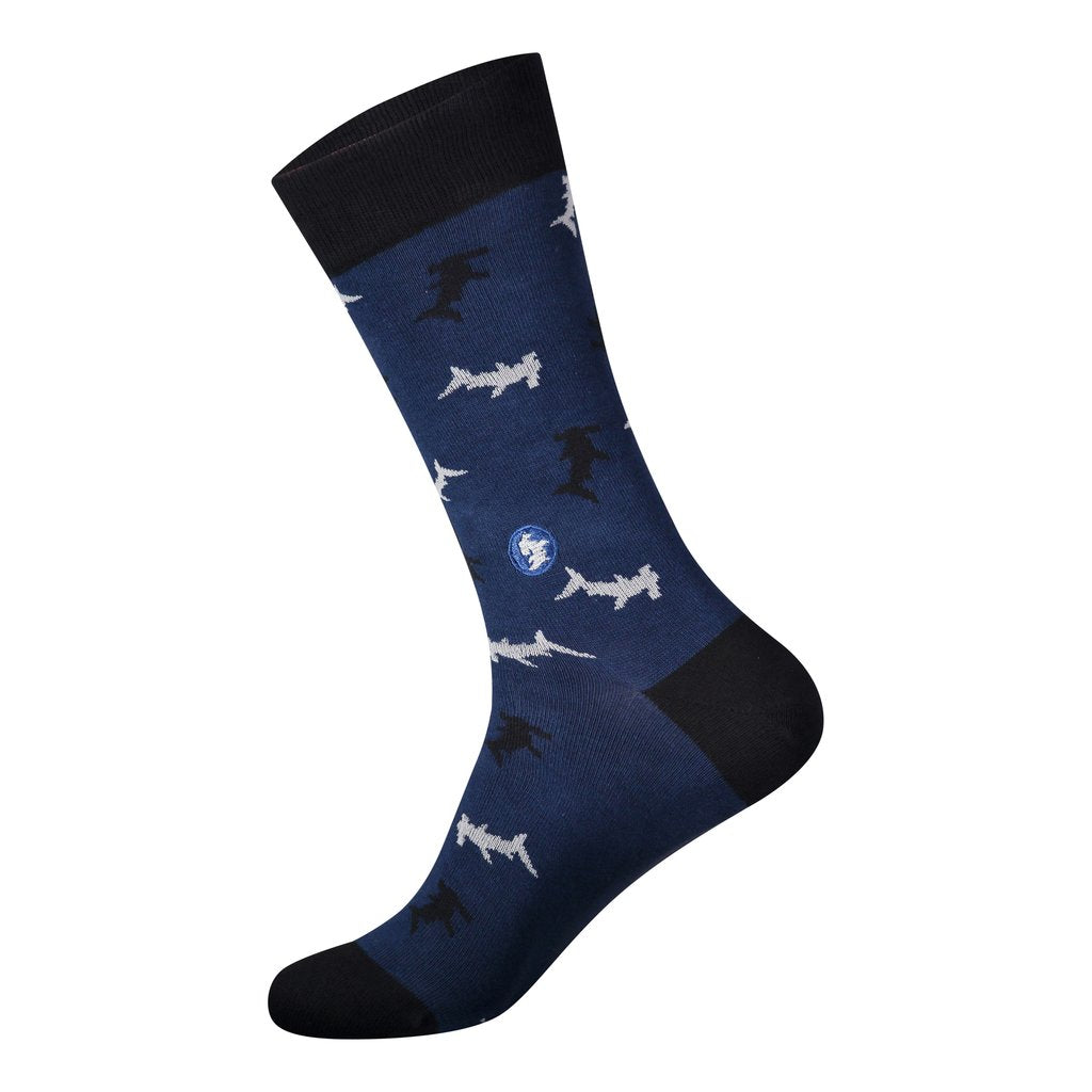 Oceana protect oceans shark blue black socks conscious step Made in India 75% Organic Cotton, 23% Polyamide, 2% Spandex Fairtrade, GOTS, and Vegan Certified Seamless Toe