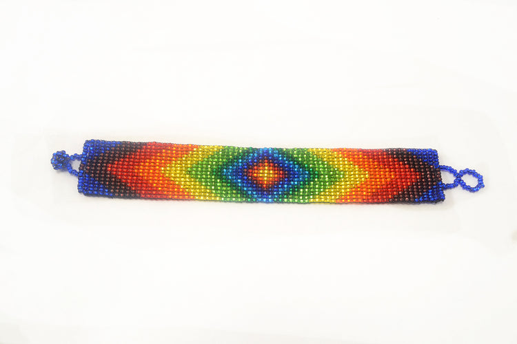 Lucia's World Emporium Fair Trade Handmade Guatemalan Beaded Medium Friendship Bracelet in Rainbow