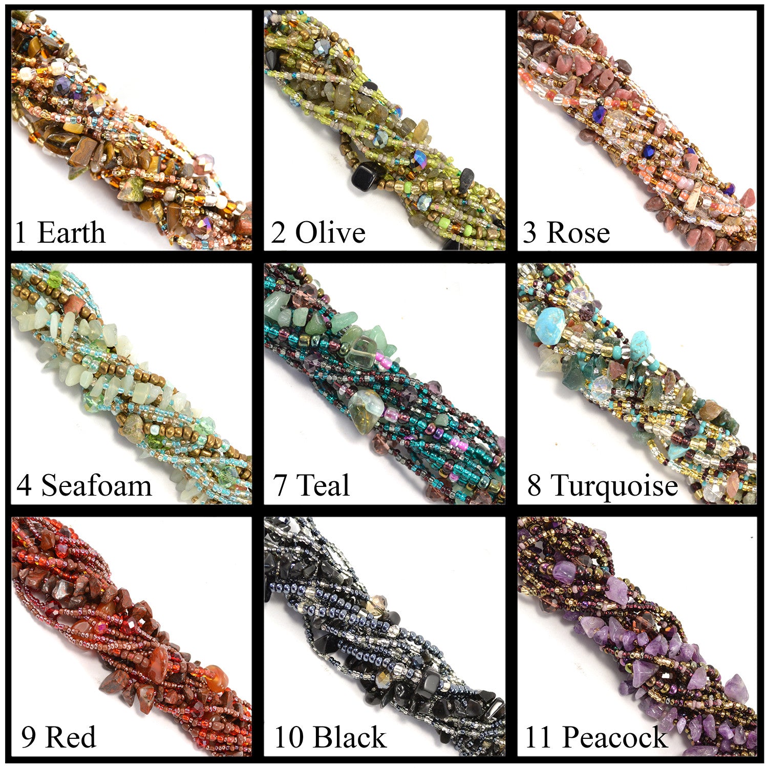 Lucia's World Emporium Fair Trade Handmade Guatemalan Beaded Four Strand Rock Candy Bracelet color options