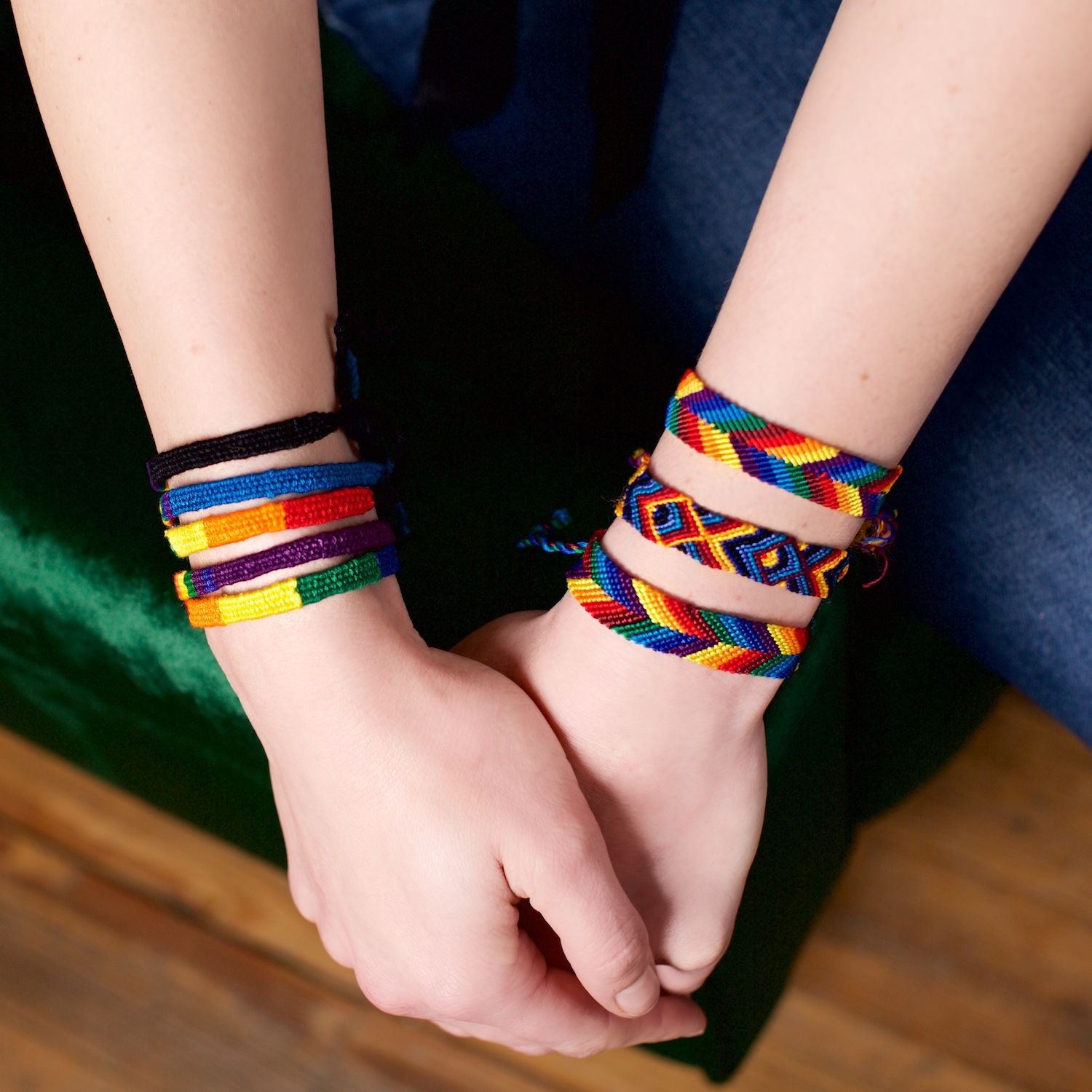 Wide Silk Rainbow Friendship Bracelet Lucia s World Emporium