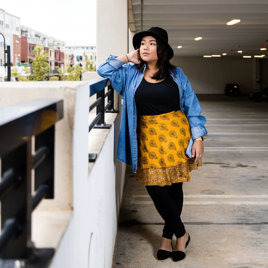 Sari Silk Wrap Skirt- Short